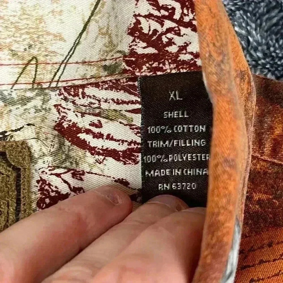 North River Outfitters All Over Fishing Print Orange Long Sleeve Button Up XL - Picture 4 of 9